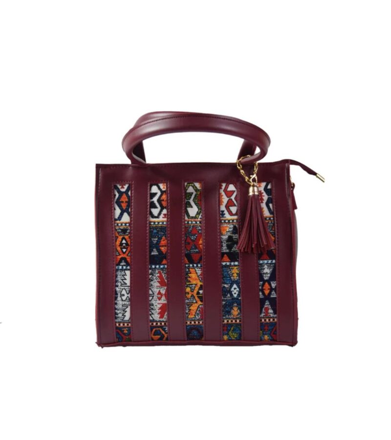 Burgundy Vera Print tote