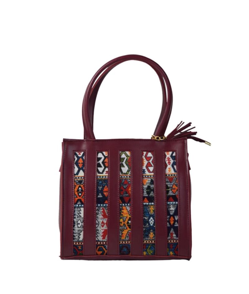 Burgundy Vera Print tote - Image 4