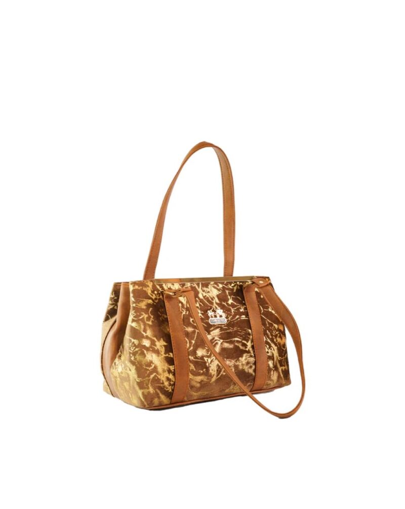 Brown and Gold Velvet tote