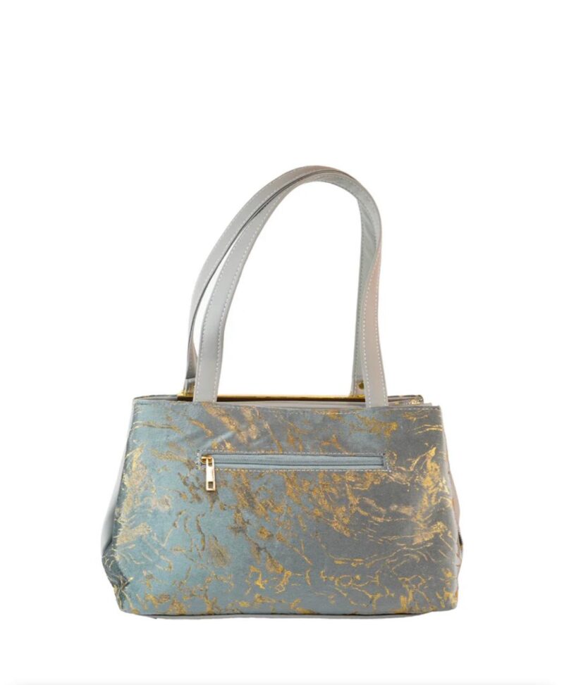 Gray and Gold Velvet tote - Image 3