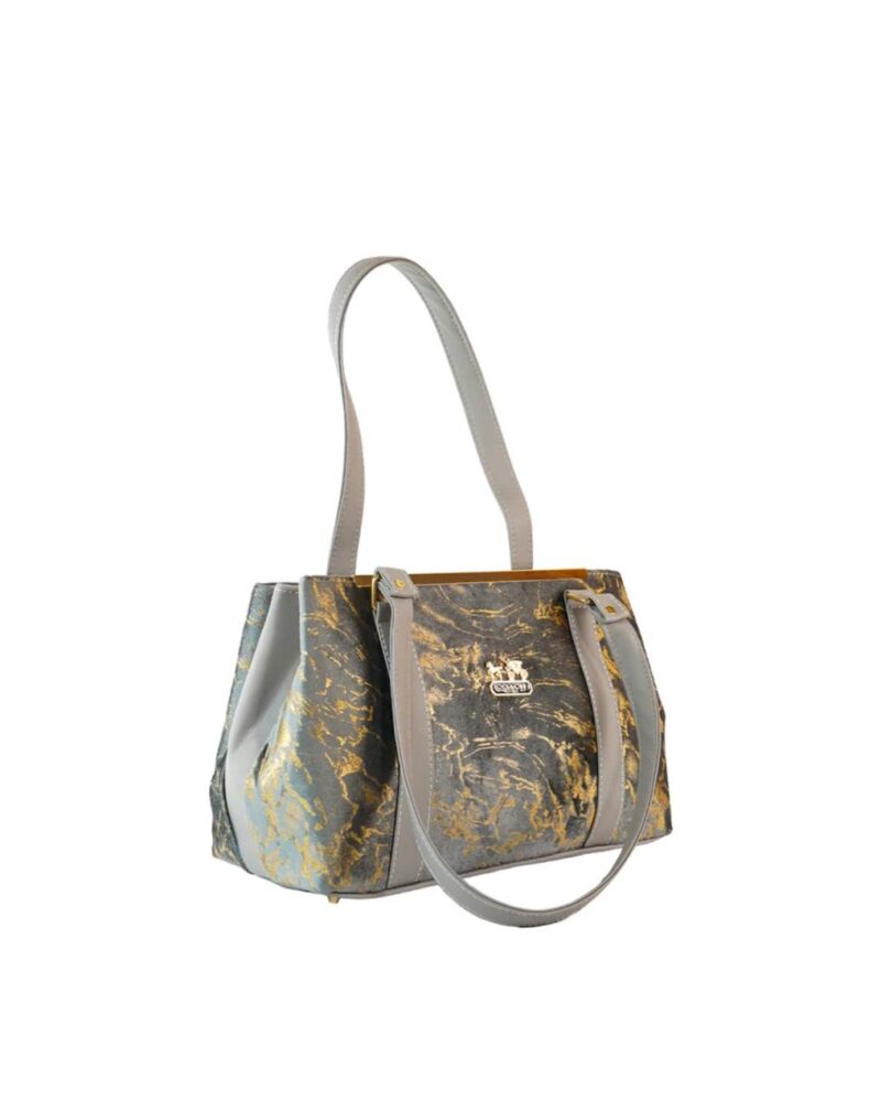 Gray and Gold Velvet tote