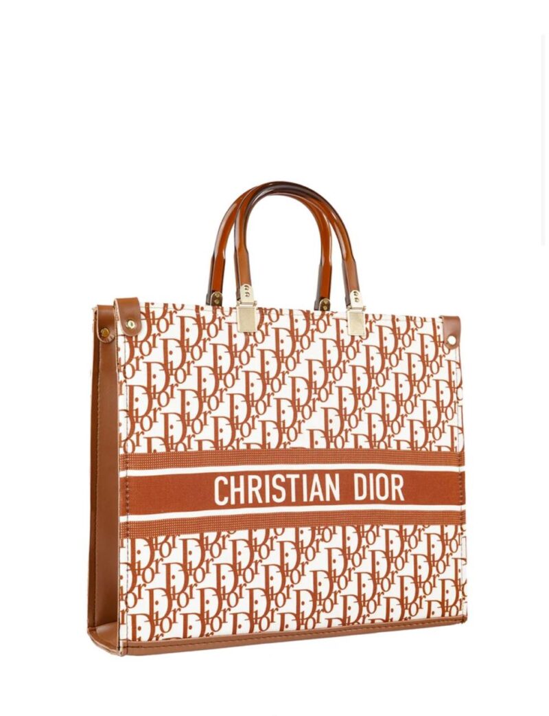 Cristian dior white brown tote - Image 2