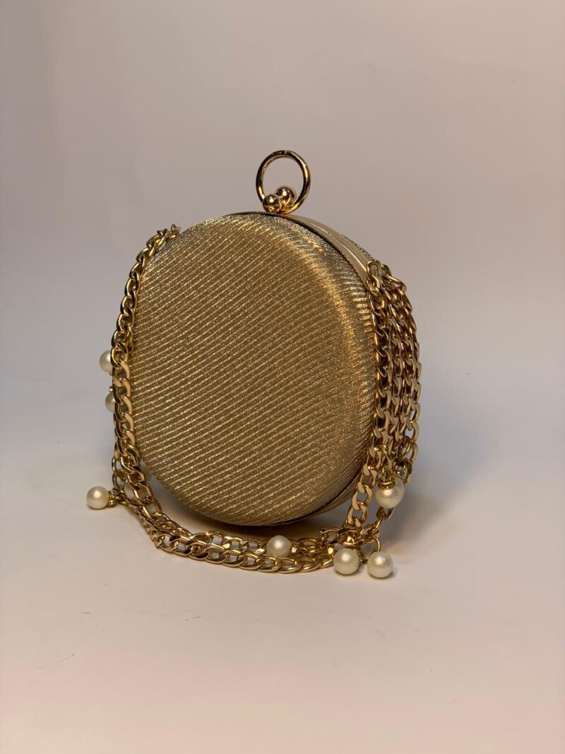 Golden Round Chain Clutch - Image 3