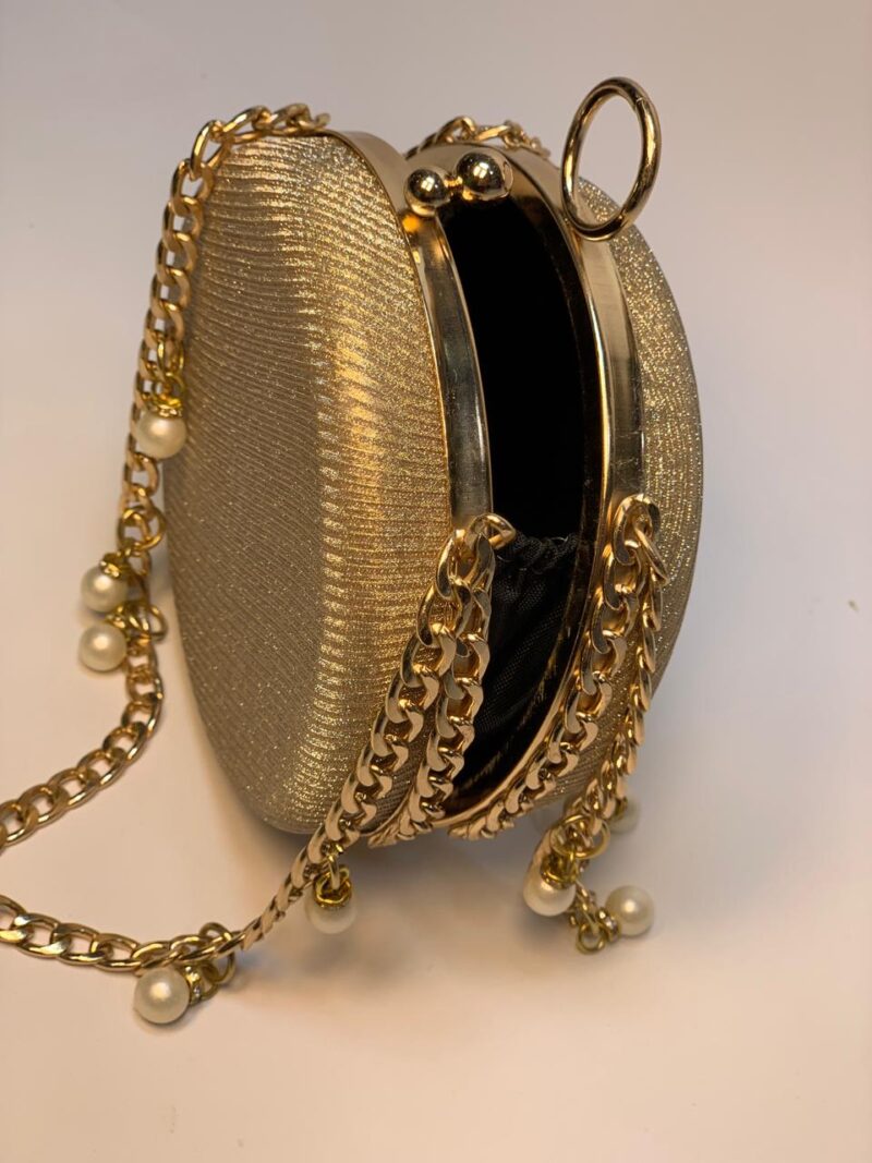 Golden Round Chain Clutch - Image 2