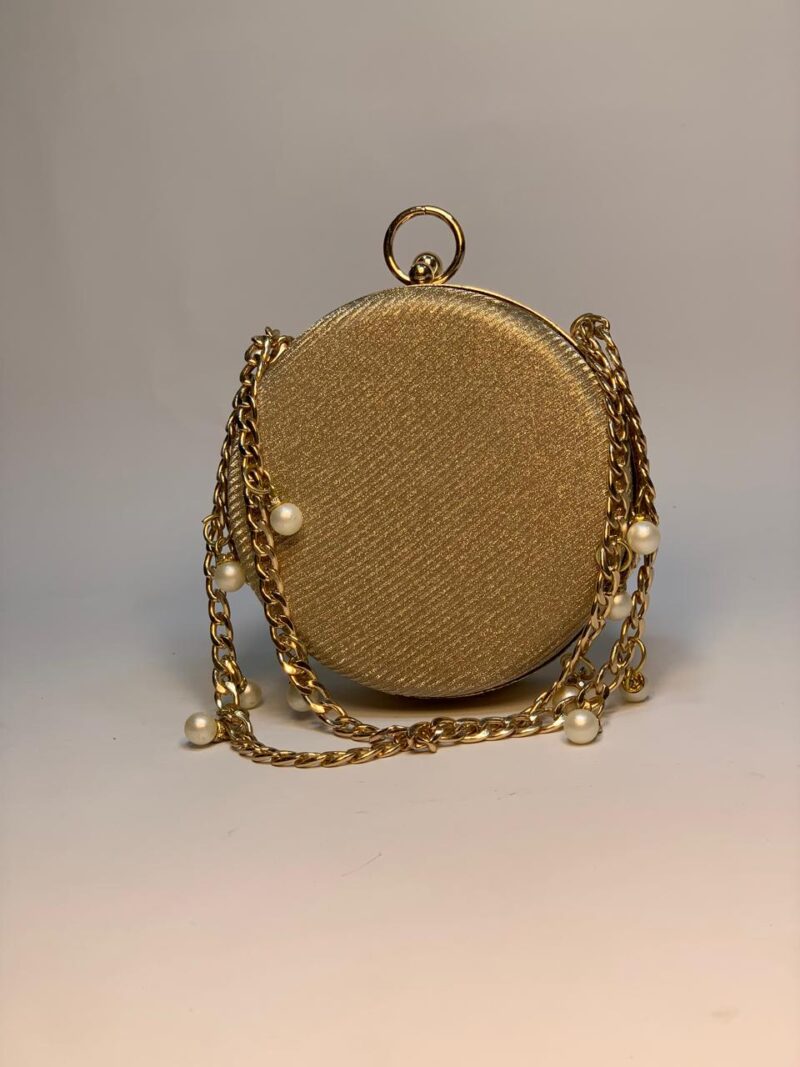 Golden Round Chain Clutch