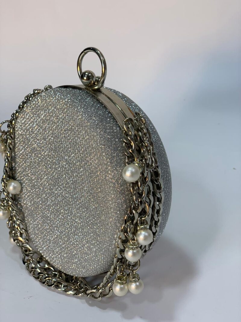 Silver Round Chain Clutch - Image 2