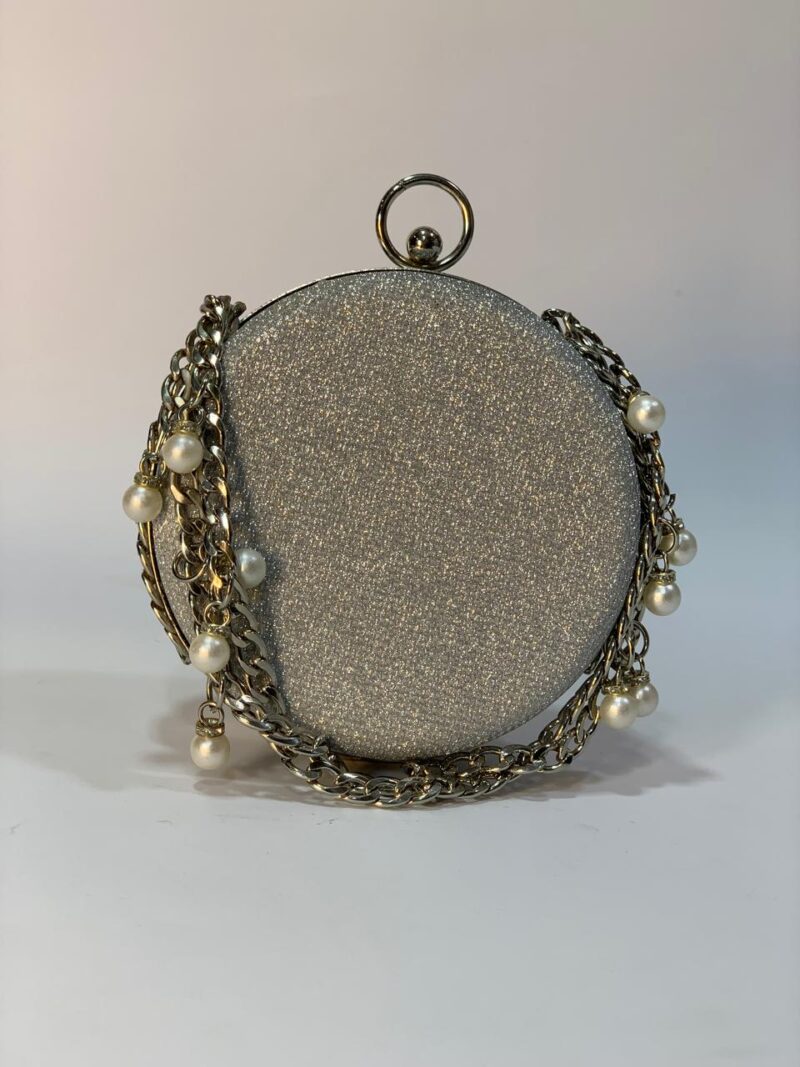 Silver Round Chain Clutch