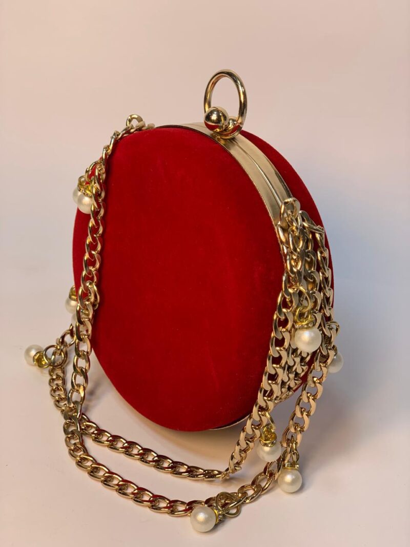 Red Round Chain Clutch - Image 3