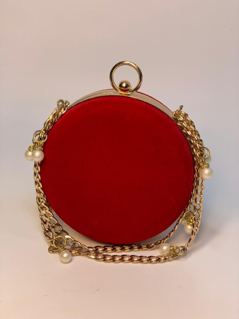 Red Round Chain Clutch