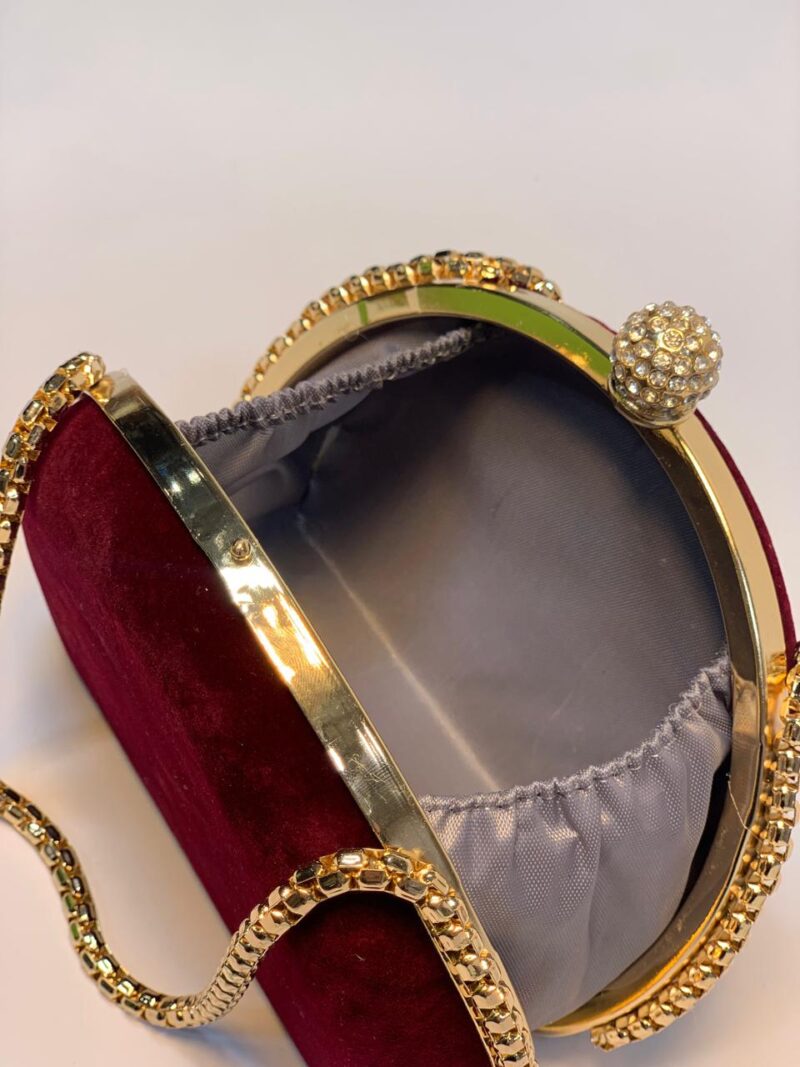 Deep Red Chain Clutch - Image 3