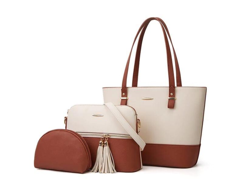 Brown and White Blossom Tote Bag