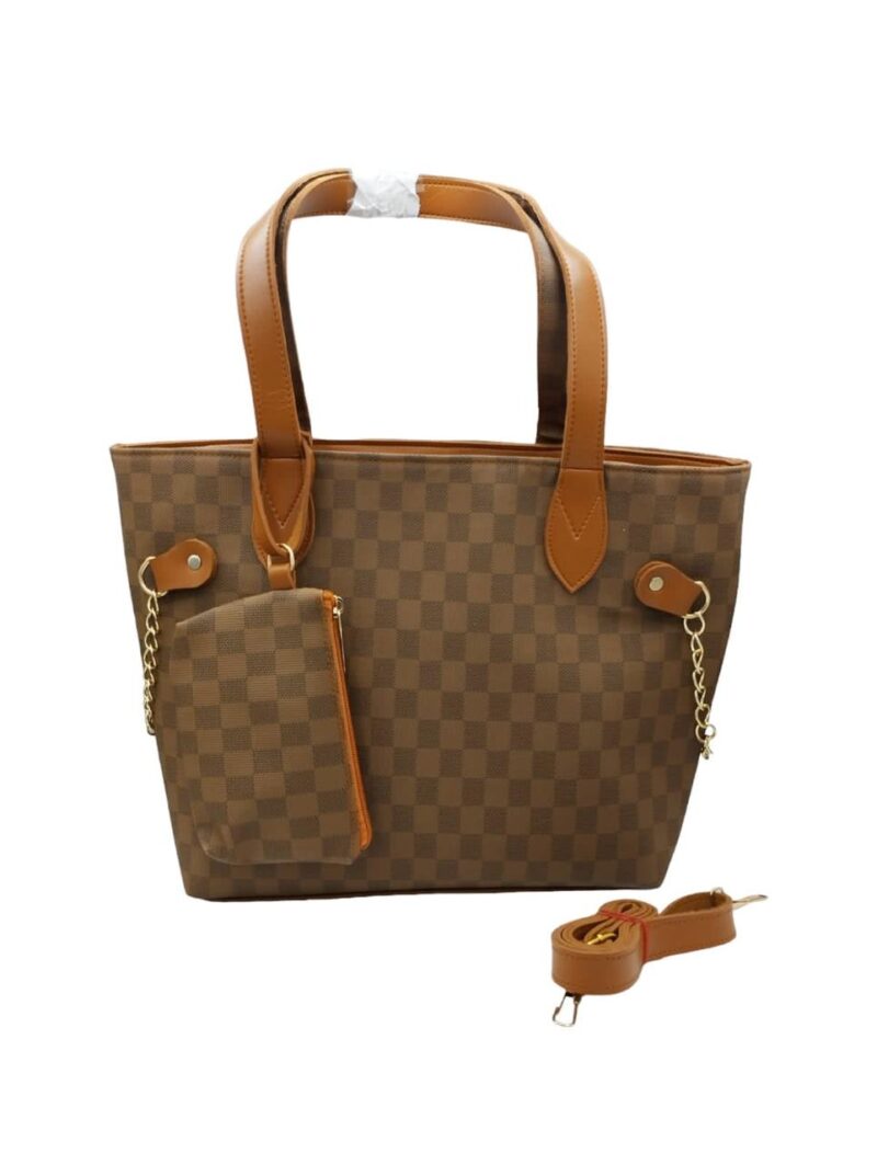 Brown Burbery print tote