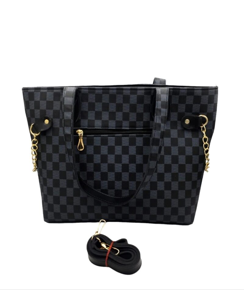 Black and Gray Burbery print tote