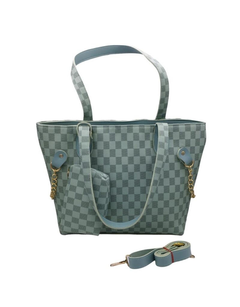 Olive Check Print Tote